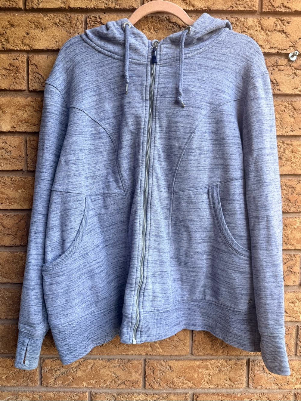 4/$25 • Shambhala Heather Blue Zip Hooded Sweater